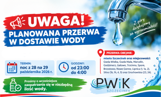Zdjęcie do PLANOWANA PRZERWA DOSTAWY WODY 